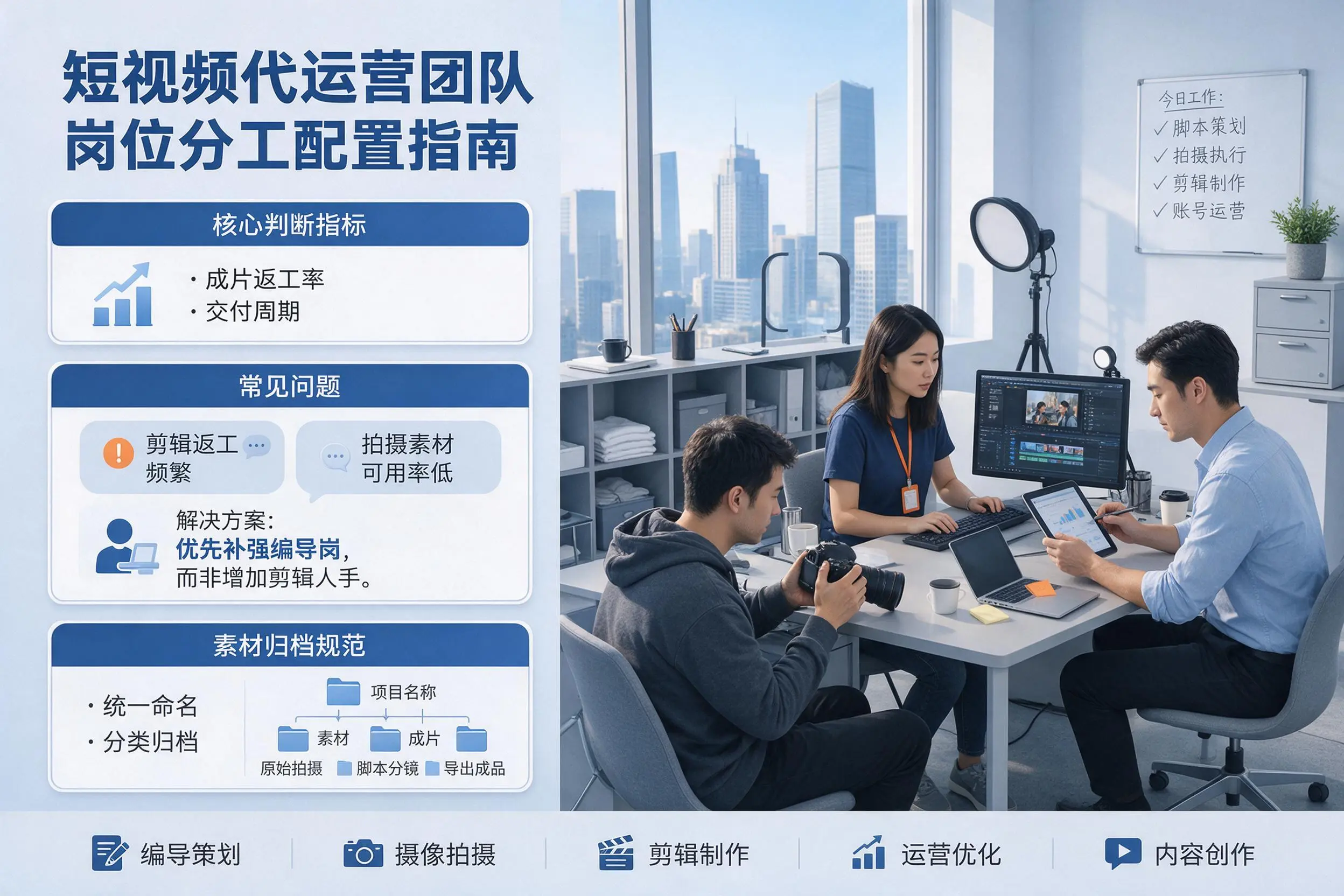 短视频代运营团队如何配置？五家渠企业岗位分工科普说明