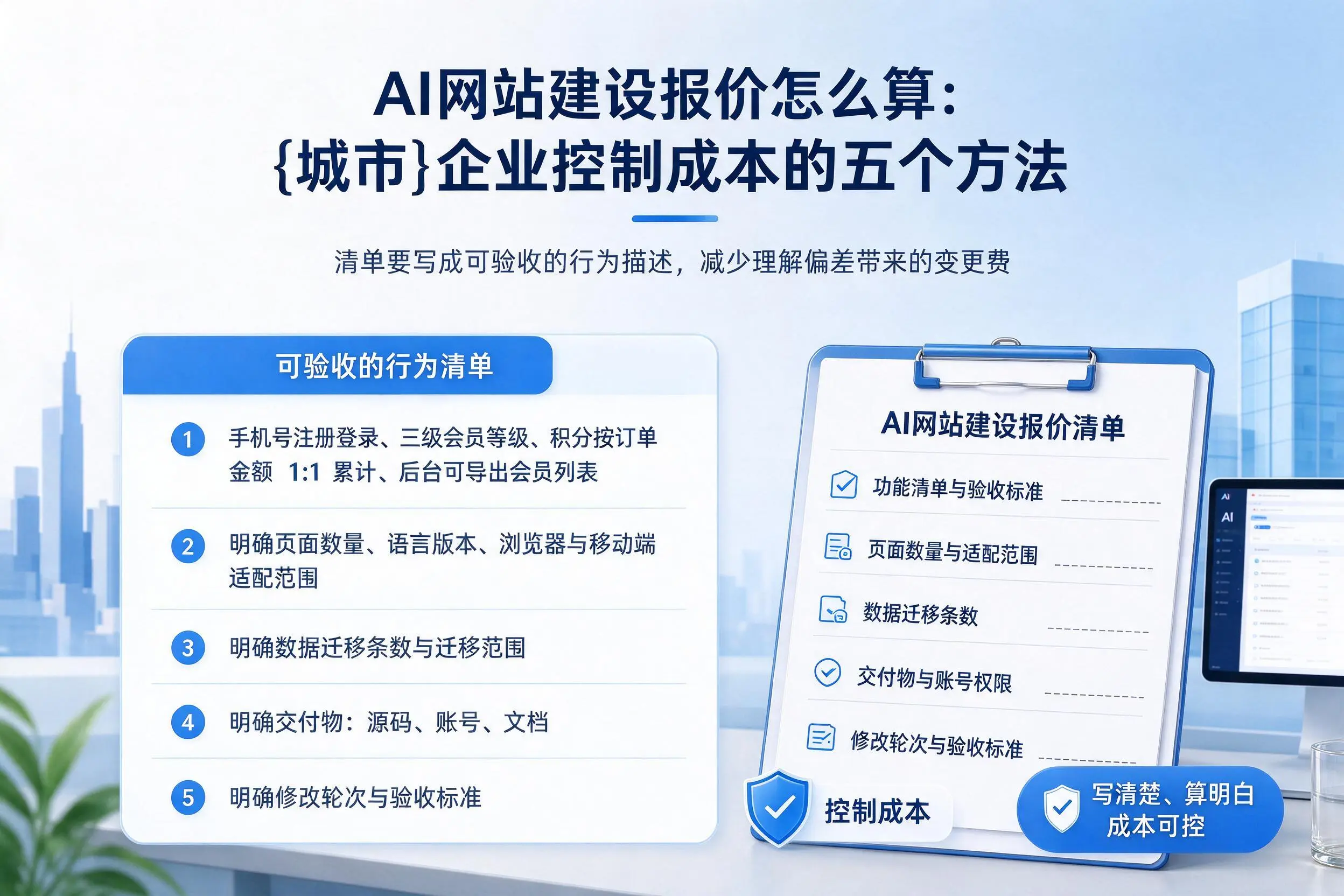 AI网站建设报价怎么算:五家渠企业控制成本的五个方法
